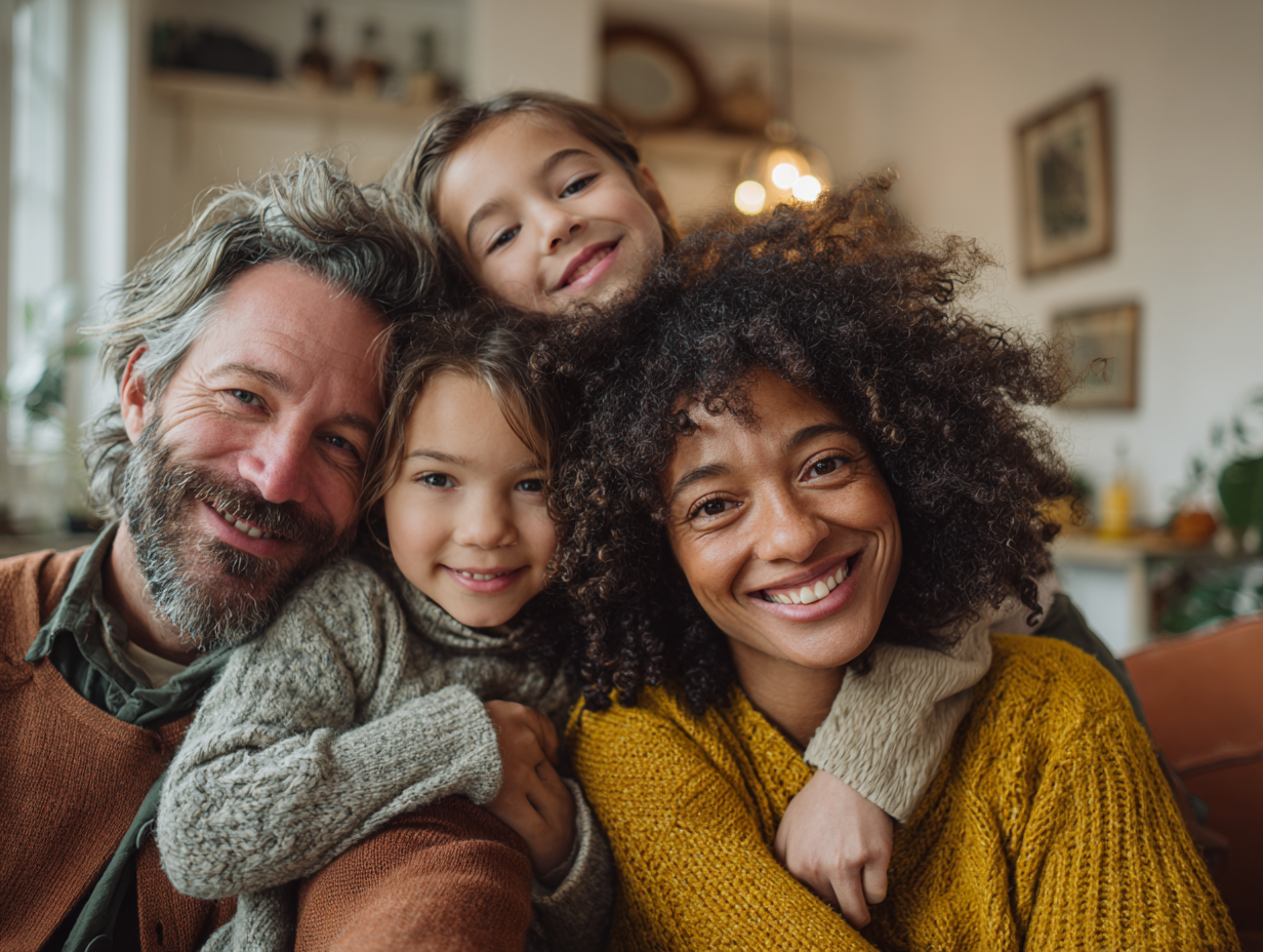 Family enjoying a meal together